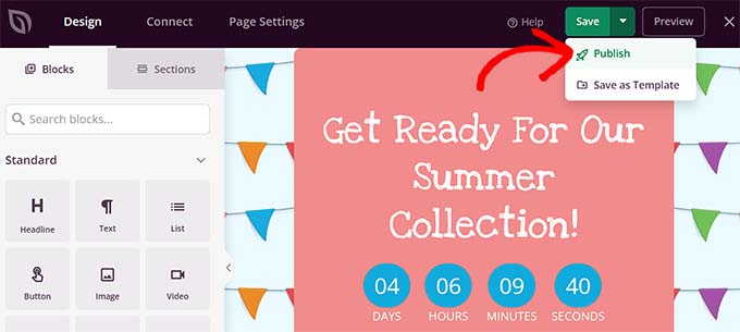Save and publish the waitlist page Save and publish the waitlist page