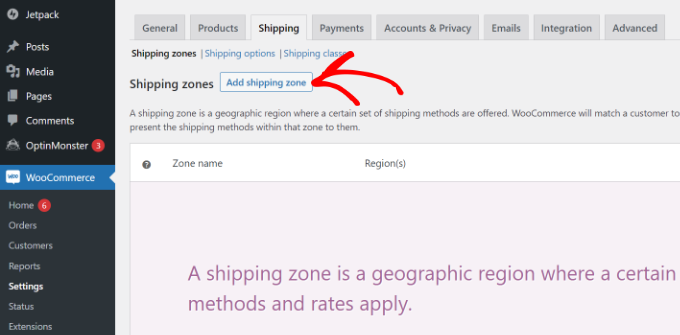Add a shipping zone Add a shipping zone