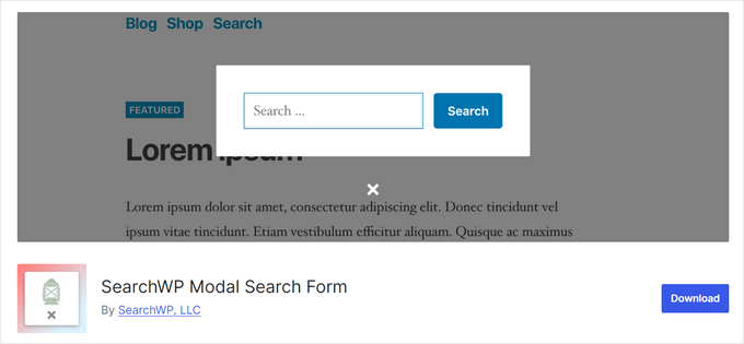 The SearchWP modal search free WordPress plugin The SearchWP modal search free WordPress plugin