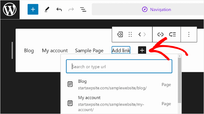 Adding a new page link in a navigation menu using the WordPress Full Site Editor Adding a new page link in a navigation menu using the WordPress Full Site Editor