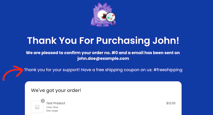 An example of a custom WooCommerce thank you page An example of a custom WooCommerce thank you page