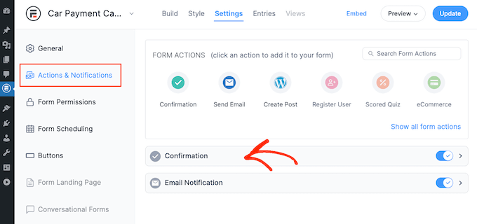 Changing the form submission settings in Formidable Forms Changing the form submission settings in Formidable Forms