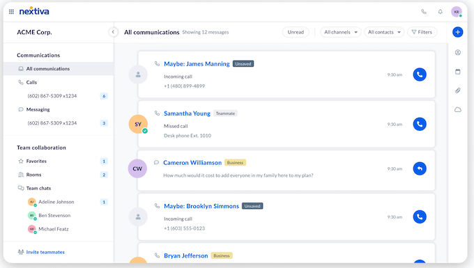 The Nextiva business phone service The Nextiva business phone provider and ViOP dashboard