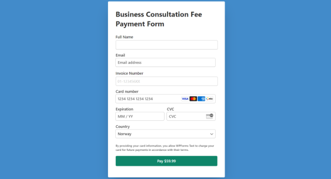 View one service payment form View one service payment form