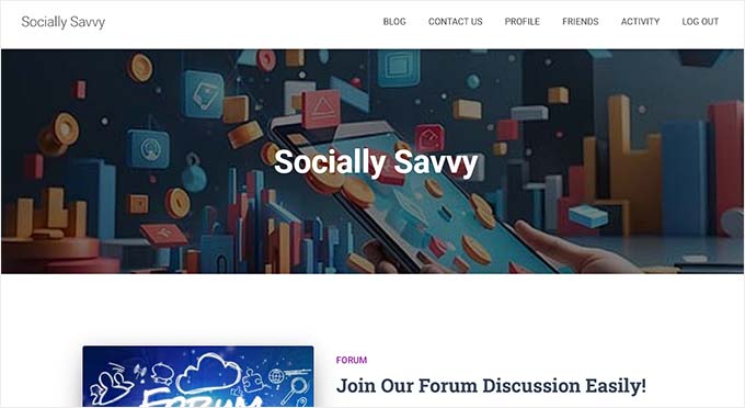 Social media site home page Social media site home page