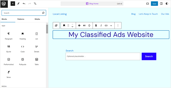 wpbeginner testimonial Edit ads site in the full site editor