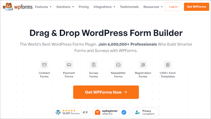 WPForms homepage WPForms homepage
