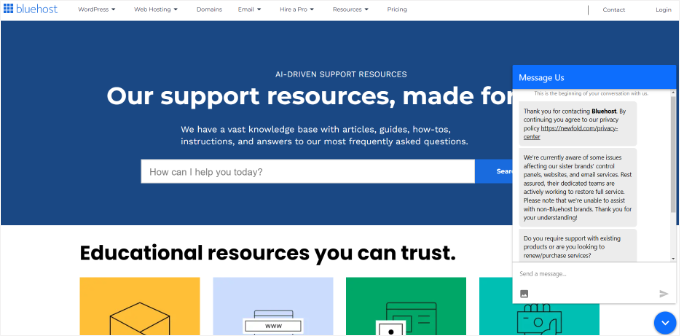 Bluehost support options Bluehost support options