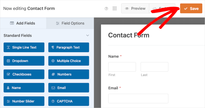 Saving your contact form