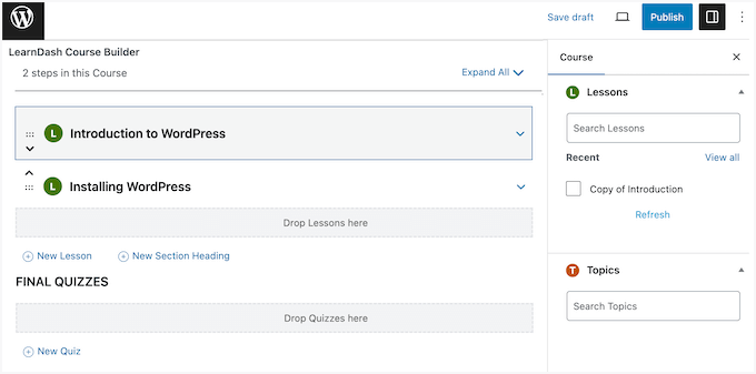 LearnDash course builder LearnDash course builder