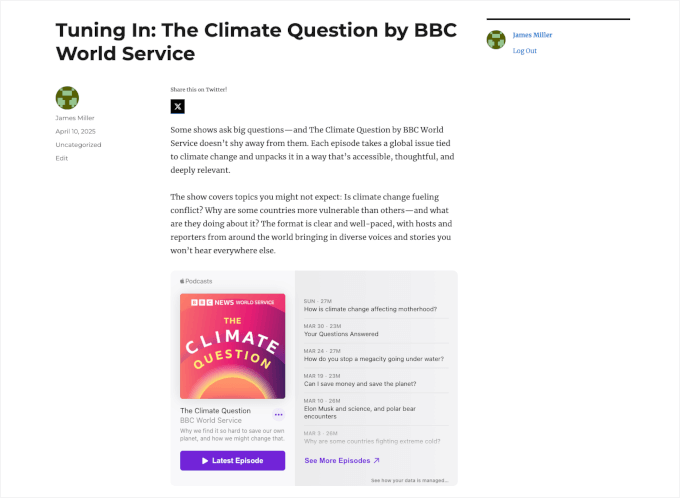 Apple Podcasts on a live site Apple Podcasts on a live site